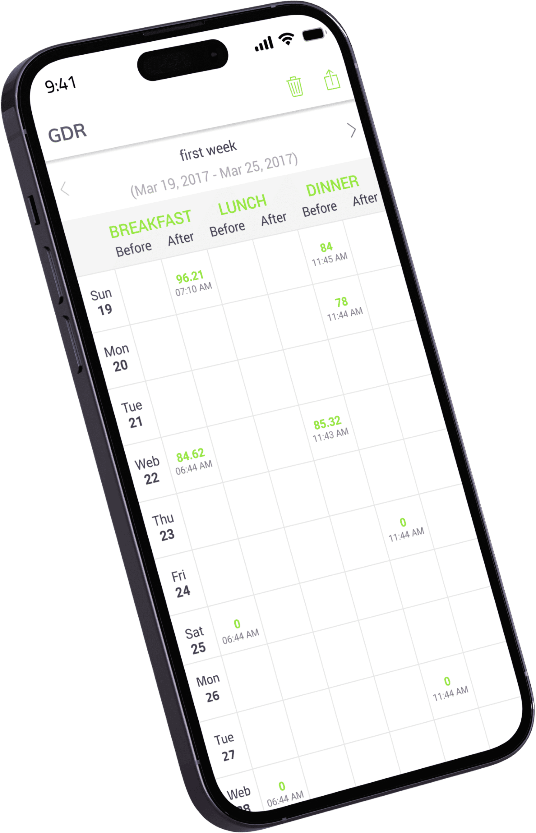 Gestational Diabetes Record Mockup 1