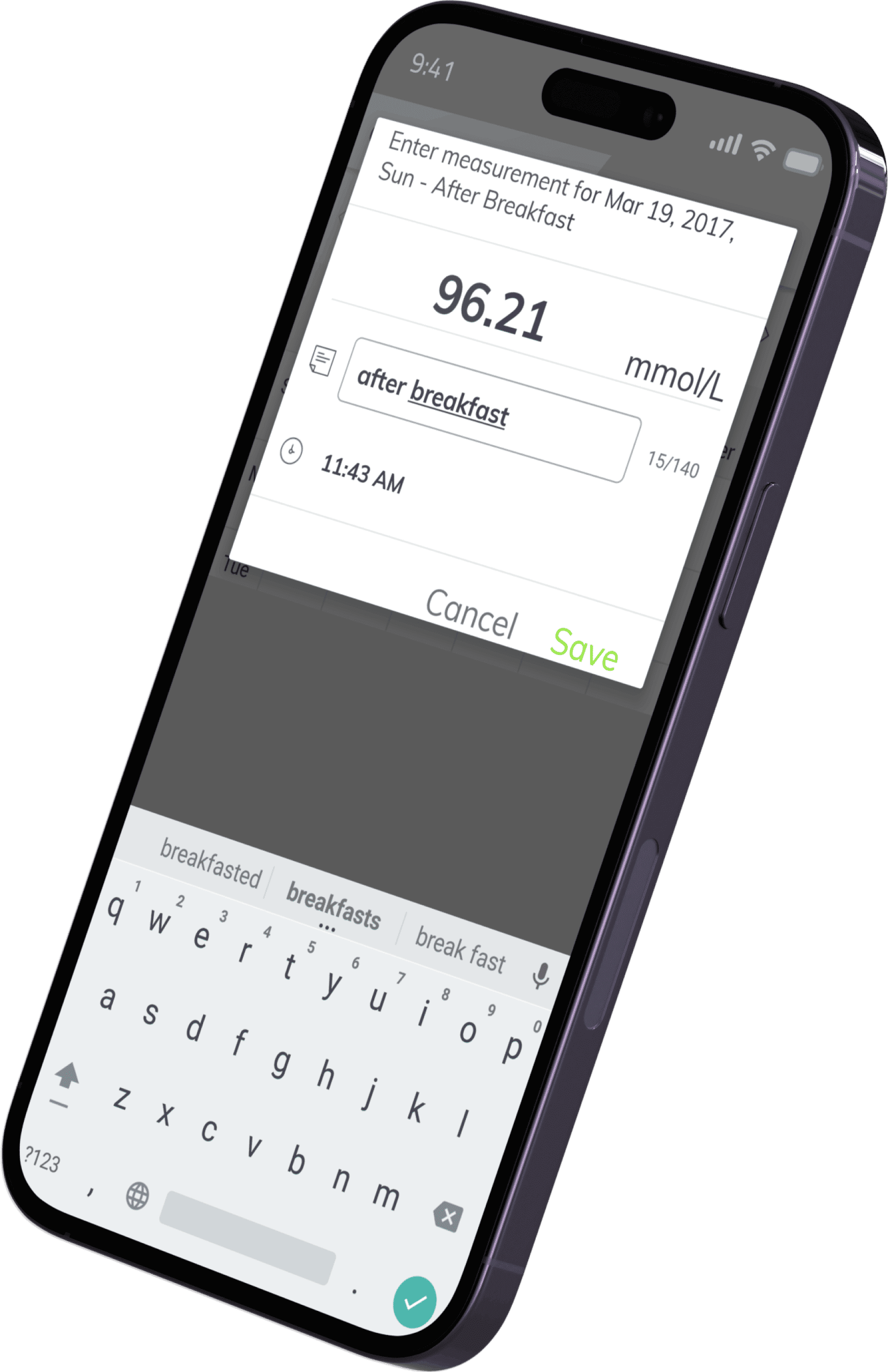 Gestational Diabetes Record Mockup 2